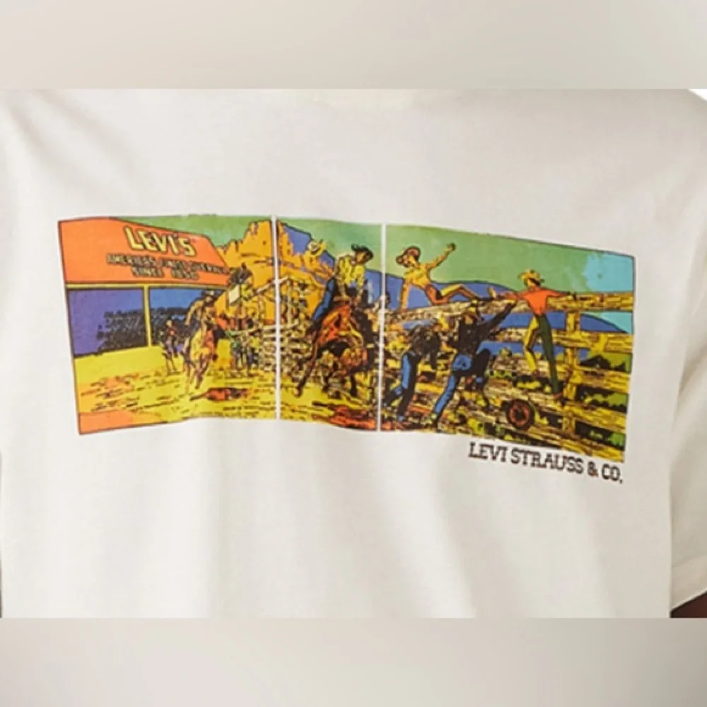 Levi's Cream Short Sleeve Tee with Vintage Multi-Color Graphic